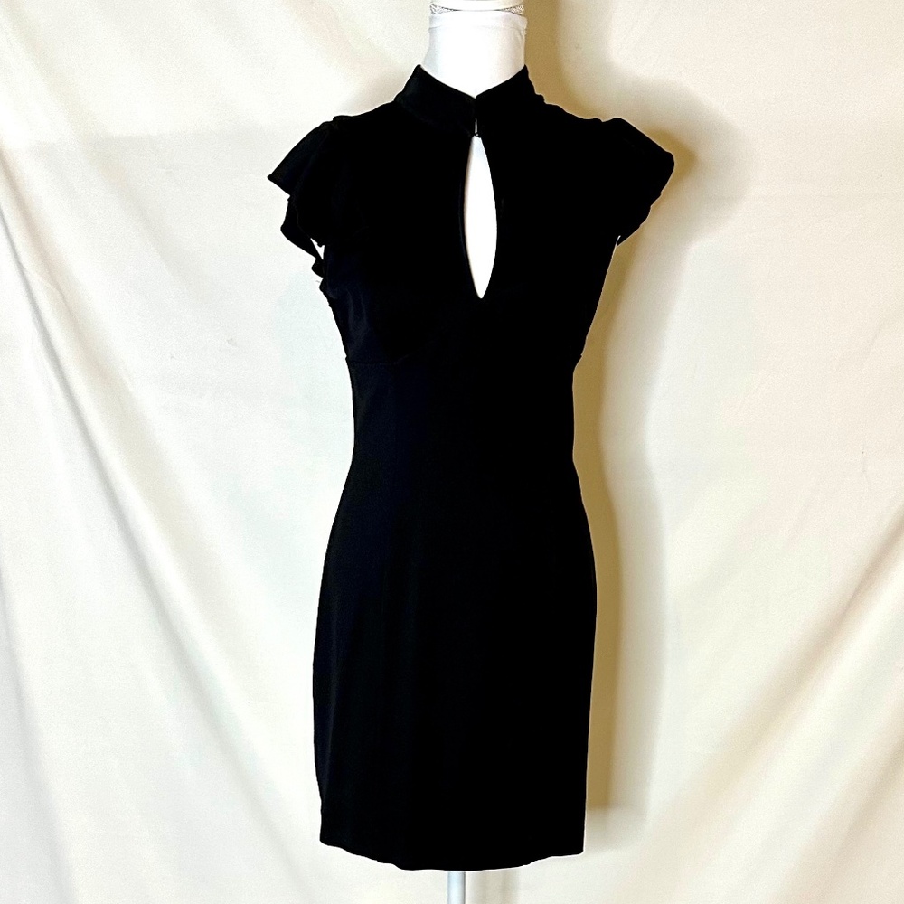 BEBE Ruffle Sleeve Little Black Dress